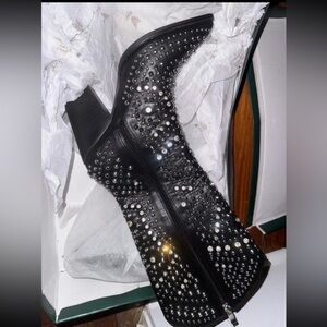 Black Studded Women's Ankle Boots